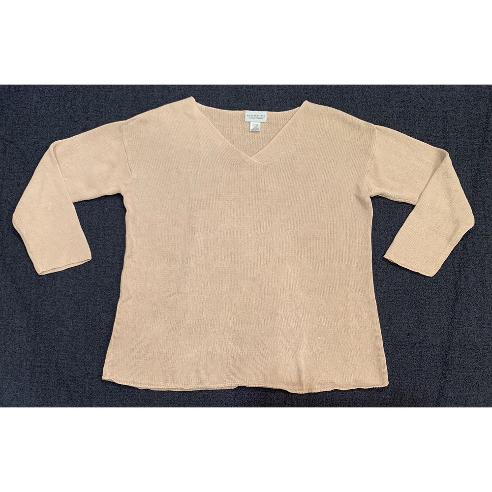 Long Sleeve Beige Shirt Women's Medium Beige Ramie Boho Hippie